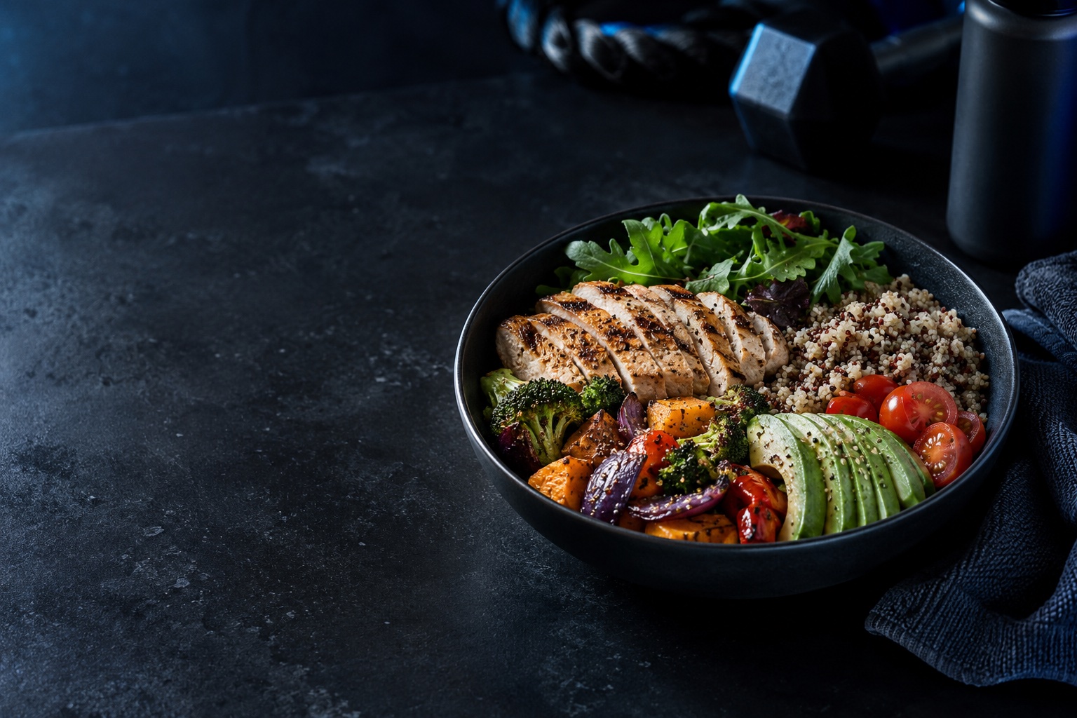Balanced meal with vegetables and protein